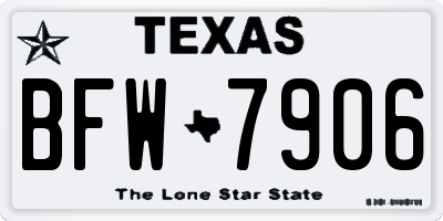 TX license plate BFW7906