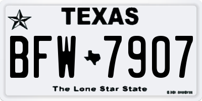 TX license plate BFW7907