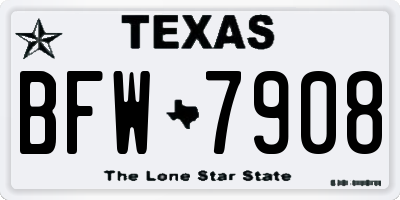 TX license plate BFW7908