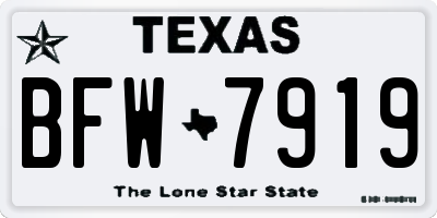 TX license plate BFW7919