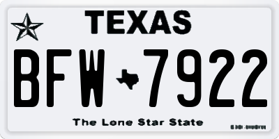 TX license plate BFW7922