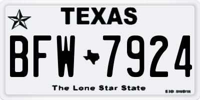 TX license plate BFW7924