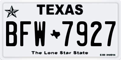 TX license plate BFW7927