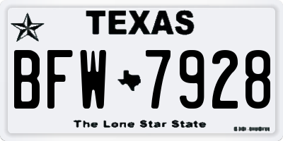 TX license plate BFW7928