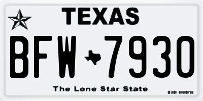 TX license plate BFW7930