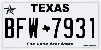 TX license plate BFW7931