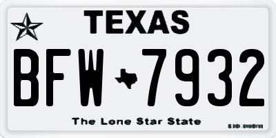 TX license plate BFW7932