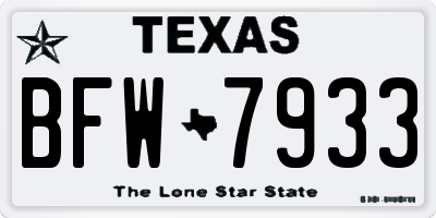 TX license plate BFW7933