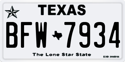 TX license plate BFW7934
