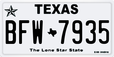 TX license plate BFW7935