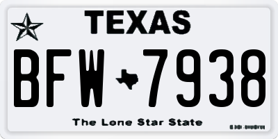 TX license plate BFW7938