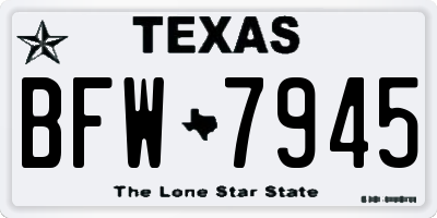 TX license plate BFW7945