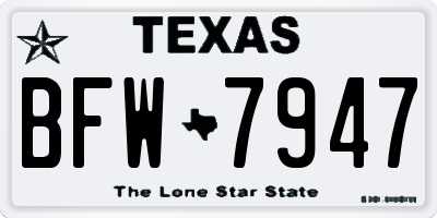 TX license plate BFW7947