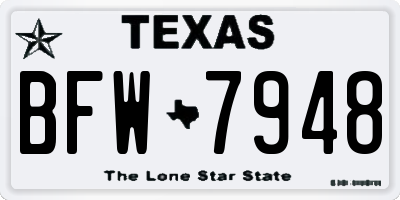 TX license plate BFW7948