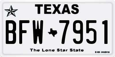 TX license plate BFW7951