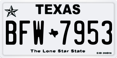 TX license plate BFW7953