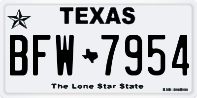 TX license plate BFW7954