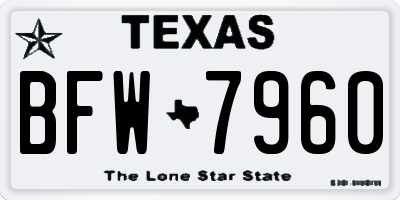 TX license plate BFW7960