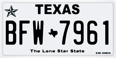 TX license plate BFW7961
