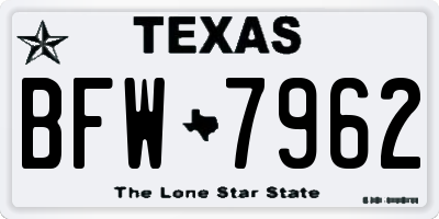 TX license plate BFW7962