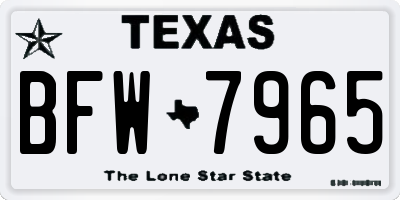 TX license plate BFW7965