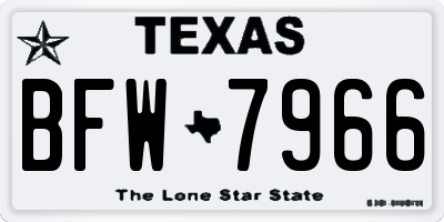 TX license plate BFW7966