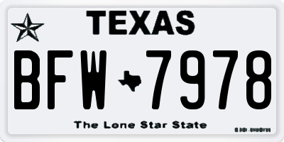 TX license plate BFW7978