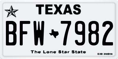 TX license plate BFW7982