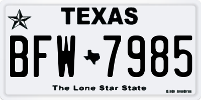 TX license plate BFW7985