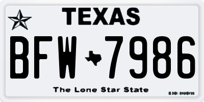 TX license plate BFW7986