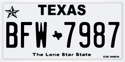 TX license plate BFW7987