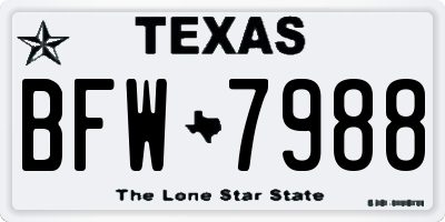 TX license plate BFW7988