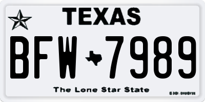 TX license plate BFW7989