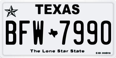 TX license plate BFW7990