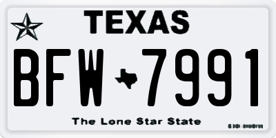 TX license plate BFW7991