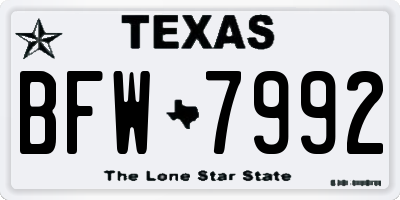 TX license plate BFW7992