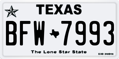 TX license plate BFW7993