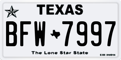 TX license plate BFW7997