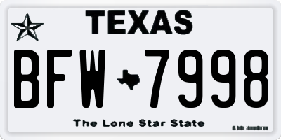 TX license plate BFW7998