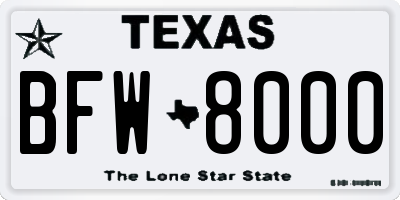 TX license plate BFW8000