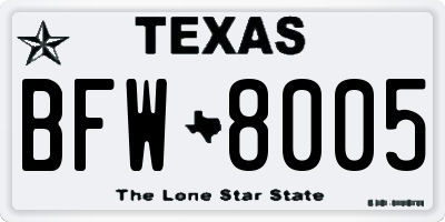 TX license plate BFW8005
