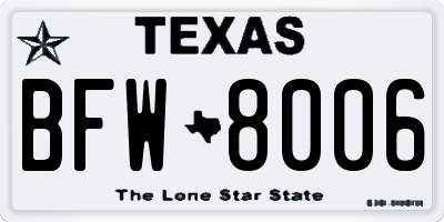 TX license plate BFW8006