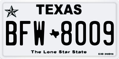 TX license plate BFW8009