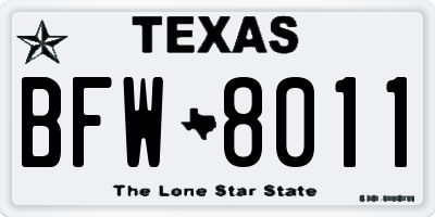 TX license plate BFW8011