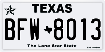 TX license plate BFW8013