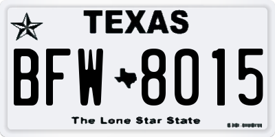 TX license plate BFW8015