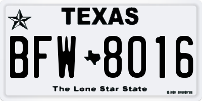 TX license plate BFW8016