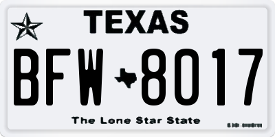 TX license plate BFW8017