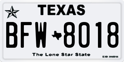 TX license plate BFW8018