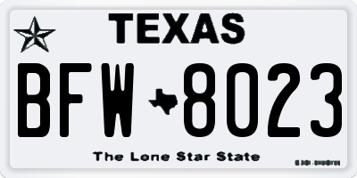 TX license plate BFW8023